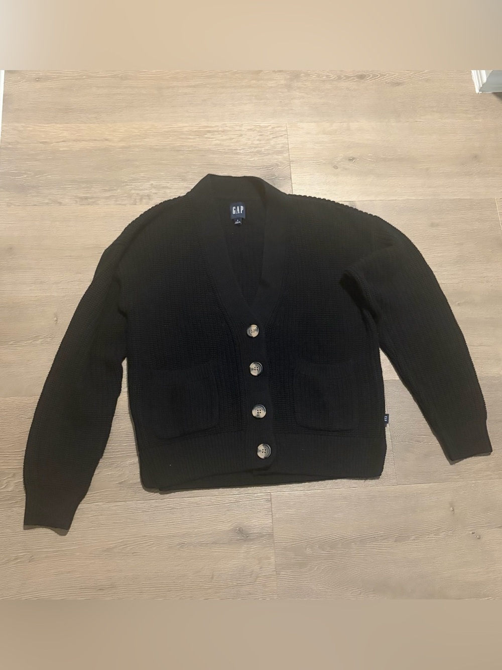 GAP Black Knit Cardigan with Logo Tag